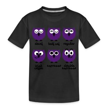 Funny Owls with Coffee Chart | T-shirts printing - Kids' Premium Organic T-Shirt - black - Front