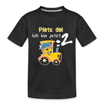 Platz da gelber Traktor Katze 2 Jahre Geburtstag - Kinder Premium Bio T-Shirt - Schwarz - Vorne