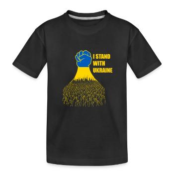 Je soutiens le drapeau ukrainien de l’Ukraine - T-shirt bio Premium Enfant - noir - Devant
