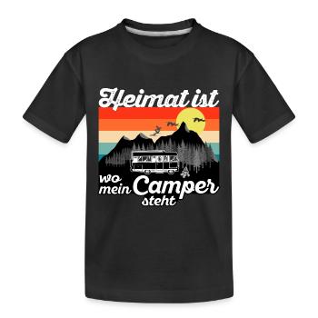 Home is where my camper stands -Sunset Design - Kids' Premium Organic T-Shirt - black - Front