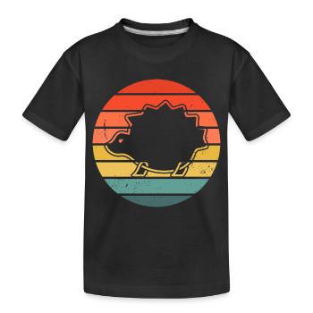 Hedgie Retro Sunset Hedgehog - Kinder Premium Bio T-Shirt - Schwarz - Vorne