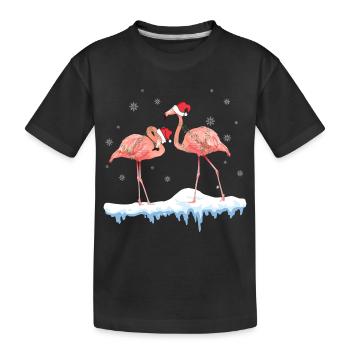 Flamants roses de Noël - T-shirt bio Premium Enfant - noir - Devant