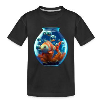 Goldfish in a fishbowl - Kids' Premium Organic T-Shirt - black - Front