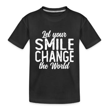 Let your smile change the world block farbig - Kinder Premium Bio T-Shirt - Schwarz - Vorne