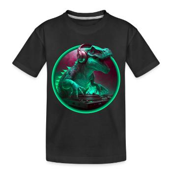 Dino DJ Musician Kids Party Gift Shirt - Kids' Premium Organic T-Shirt - black - Front