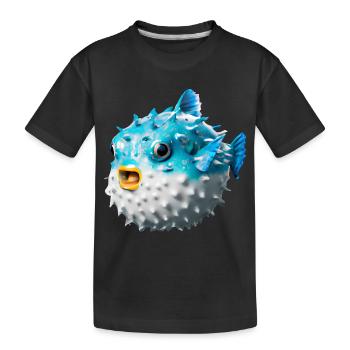 Poisson-globe gonflé - T-shirt bio Premium Enfant - noir - Devant