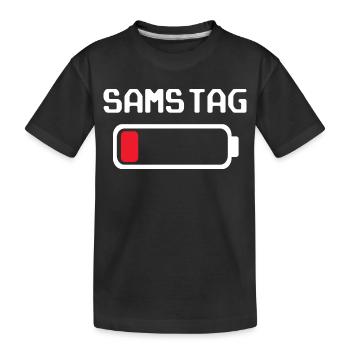 Samstag Batterie leer Design - Kinder Premium Bio T-Shirt - Schwarz - Vorne
