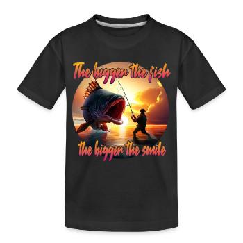 Plus le poisson est gros, plus le sourire est grand - T-shirt bio Premium Enfant - noir - Devant