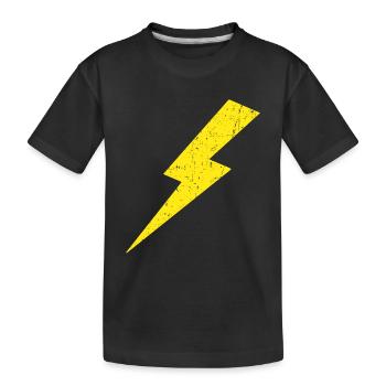 Lightning Bolt Power Yellow Retro Vintage - Kids' Premium Organic T-Shirt - black - Front