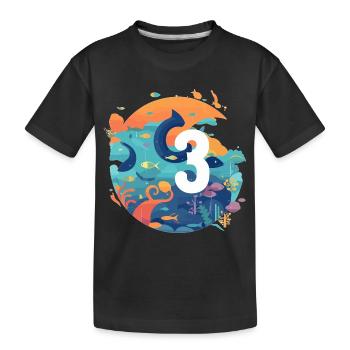 3rd Birthday Sea Motifs and Fish - Kids' Premium Organic T-Shirt - black - Front