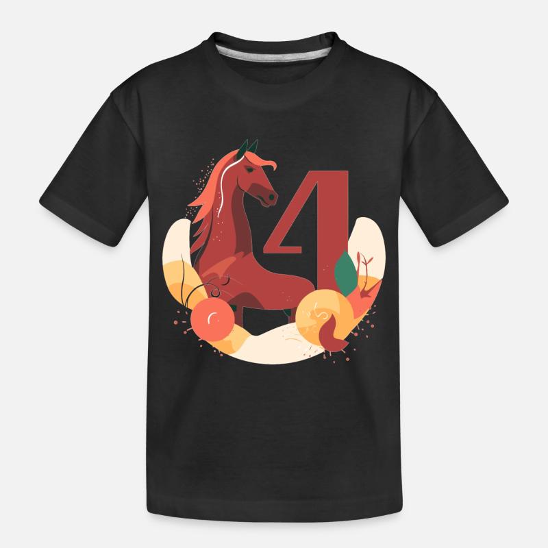 4.Geburtstag Pferd - Kinder Premium Bio T-Shirt - Schwarz