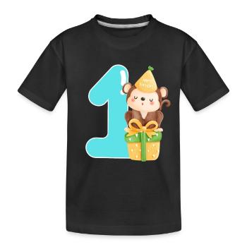 1. Geburtstag. Erster Geburtstag - Kinder Premium Bio T-Shirt - Schwarz - Vorne