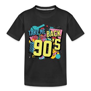 90s 90er Jahre Musik Bunt Party Karneval Kostüm - Kinder Premium Bio T-Shirt - Schwarz - Vorne