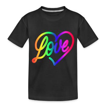 Love LOVE love Heart Rainbow - Kids' Premium Organic T-Shirt - black - Front