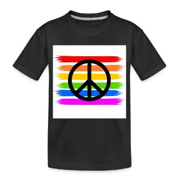 Peacezeichen auf LGBT Regenbogenfahne - Kinder Premium Bio T-Shirt - Schwarz - Vorne