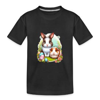 Meerschweinchen feiert mit dem Osterhasen - Kinder Premium Bio T-Shirt - Schwarz - Vorne