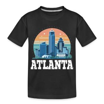 Atlanta Skyline Sonnenuntergang Stadtbild - Kinder Premium Bio T-Shirt - Schwarz - Vorne