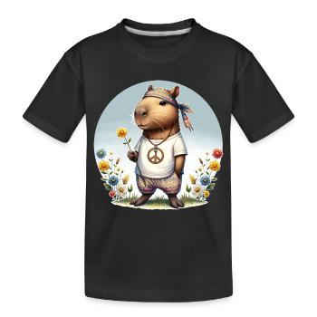 Capybara Hippie Peace - Kids' Premium Organic T-Shirt - black - Front