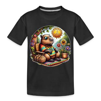 Capybara Hippie Peace - Kids' Premium Organic T-Shirt - black - Front
