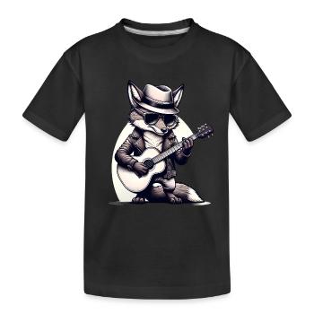 Guitare Fox de dessin animé personnalisée TShirt - T-shirt bio Premium Enfant - noir - Devant