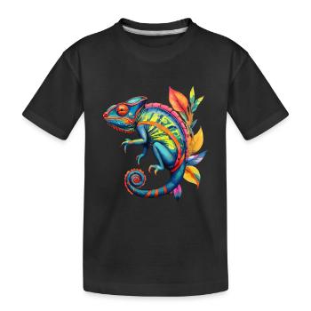 Chamäleon Chamäleons Reptilien - Kinder Premium Bio T-Shirt - Schwarz - Vorne