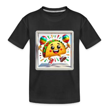 Tanzender Taco mit Maracas Lustiges Design - Kinder Premium Bio T-Shirt - Schwarz - Vorne
