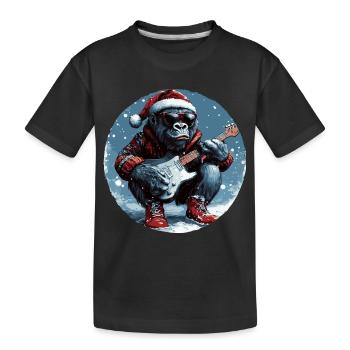 Gorilla Christmas Rocker Guitar - Kids' Premium Organic T-Shirt - black - Front