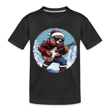 Bear Christmas Rocker Guitar - Kids' Premium Organic T-Shirt - black - Front