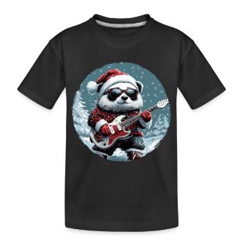 Guitare Rocker de Noël Panda - T-shirt bio Premium Enfant - noir - Devant