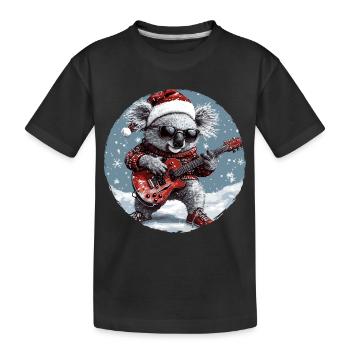 Koala Christmas Rocker Guitar - Kids' Premium Organic T-Shirt - black - Front