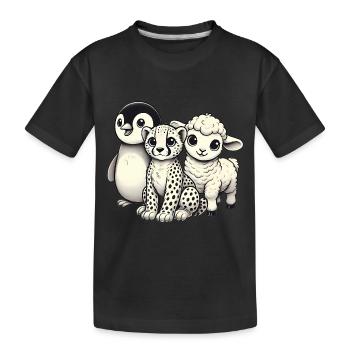 Trio de dessins animés adorables bébés animaux - T-shirt bio Premium Enfant - noir - Devant