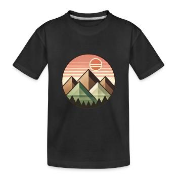 Geometrische Sonnenuntergangs-Berglandschaft - Kinder Premium Bio T-Shirt - Schwarz - Vorne