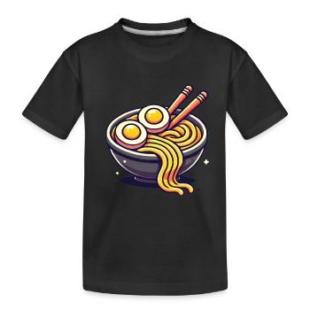 Cartoon Ramen Bowl mit Eiern Nudeln - Kinder Premium Bio T-Shirt - Schwarz - Vorne