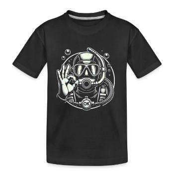 Scuba Diver with OK Gesture Graphic - Kids' Premium Organic T-Shirt - black - Front