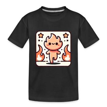 Follow Your Passion Flame Character Badge - Kids' Premium Organic T-Shirt - black - Front
