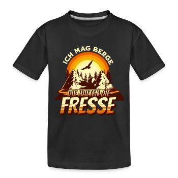 I like mountains that keep their mouths shut Hiking motif - Kids' Premium Organic T-Shirt - black - Front