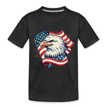 Patriotic Eagle with American Flag - Kids' Premium Organic T-Shirt - black - Front