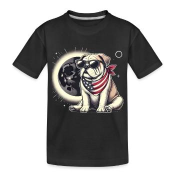 Éclipse solaire du bouledogue patriotique - T-shirt bio Premium Enfant - noir - Devant