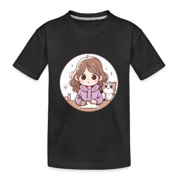 Neujahr Zero Fcks Mädchen Katze Design - Kinder Premium Bio T-Shirt - Schwarz - Vorne