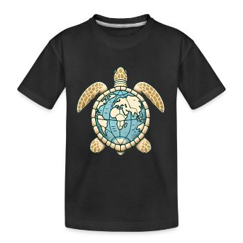 Erde Schildkröte Globus Illustration - Kinder Premium Bio T-Shirt - Schwarz - Vorne