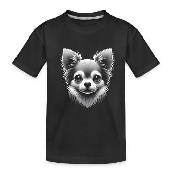 Chihuahua Graustufen Kunst TShirt Design - Kinder Premium Bio T-Shirt - Schwarz - Vorne