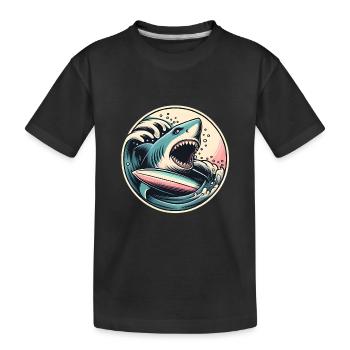 Graphique de surf de requin féroce dans les vagues - T-shirt bio Premium Enfant - noir - Devant