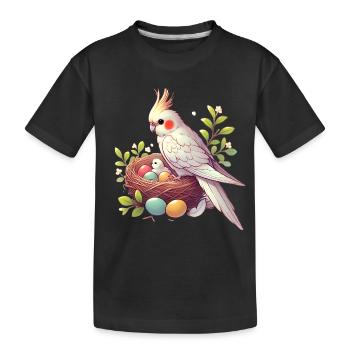 Nymphensittich-Nest mit Eiern Illustration - Kinder Premium Bio T-Shirt - Schwarz - Vorne