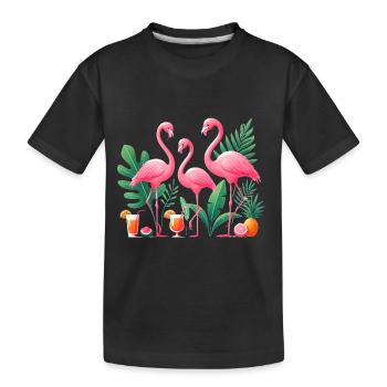 Tropische Flamingos Säfte Illustration - Kinder Premium Bio T-Shirt - Schwarz - Vorne