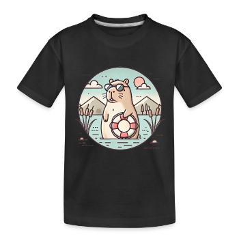 Chill Capybara Beach Vibes Design - Kids' Premium Organic T-Shirt - black - Front
