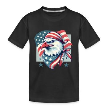 Patriotic Eagle with American Flag - Kids' Premium Organic T-Shirt - black - Front