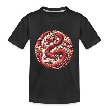 Vietnamesisches Neujahrs-Drachen-Abzeichen - Kinder Premium Bio T-Shirt - Schwarz - Vorne