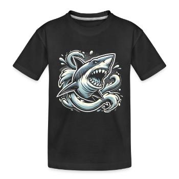 Nightmarish Shark in Dark Waters - Kids' Premium Organic T-Shirt - black - Front
