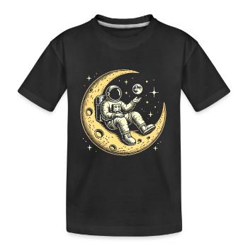 Astronaute froid sur le croissant de lune - T-shirt bio Premium Enfant - noir - Devant
