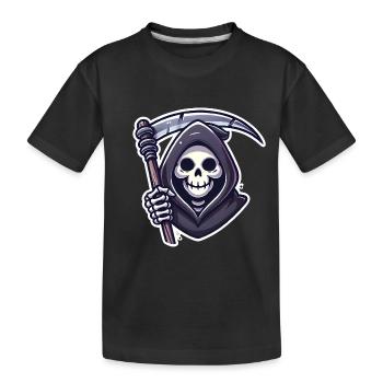 Sensenmann Lächelnde Sense Illustration - Kinder Premium Bio T-Shirt - Schwarz - Vorne